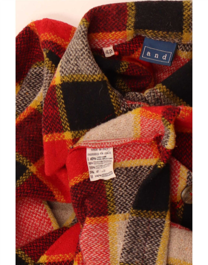 And Womens Flannel Crop Bomber Jacket IT 42 Medium Red Carid Wool