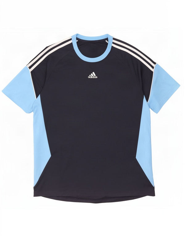 Ανδρικό T-Shirt Adidas Top UK 46/48 XL Navy Blue Colorblock Πολυεστέρας