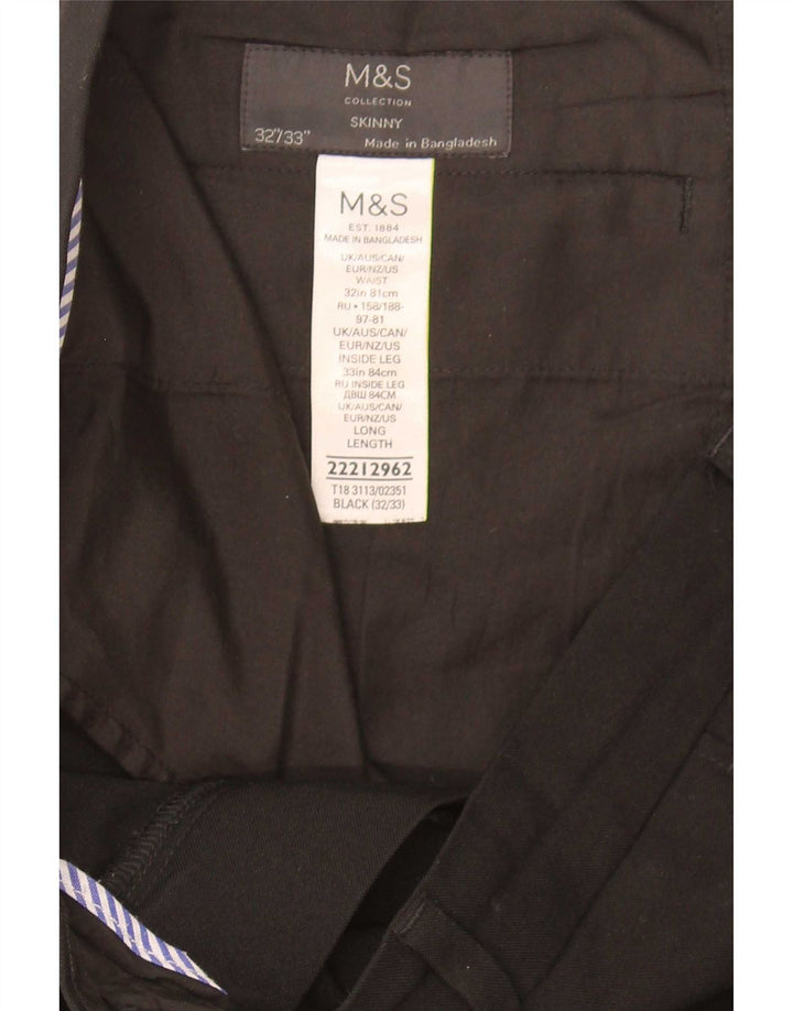 Marks & Spencer Ανδρικό Skinny Casual Παντελόνι W33 L32 Μαύρο Πολυεστέρας