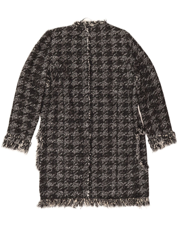 Zara Γυναικείο Ανοιχτό Πανωφόρι UK 10 Small Black Houndstooth Βαμβακερό