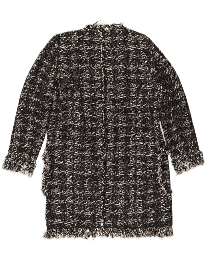 Zara Γυναικείο Ανοιχτό Πανωφόρι UK 10 Small Black Houndstooth Βαμβακερό
