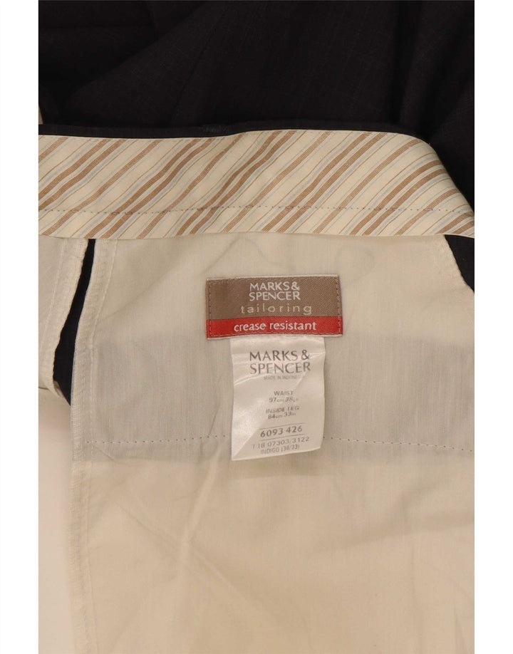 Ανδρικό ίσιο παντελόνι Marks & Spencer W38 L33 Navy Blue Polyester