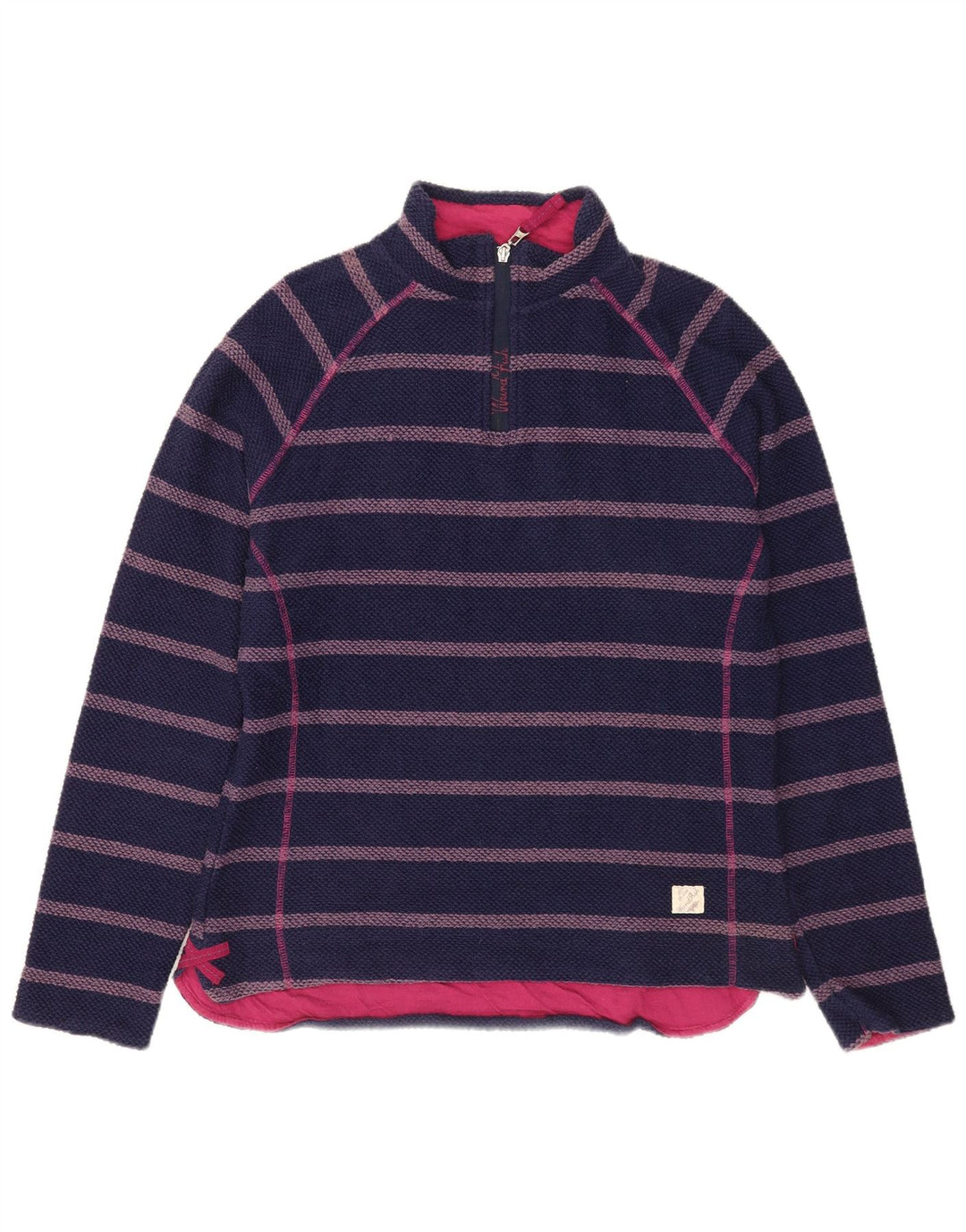 Γυναικεία φούτερ Weird Fish 1/4 με φερμουάρ Jumper UK 14 Medium Navy Blue ριγέ