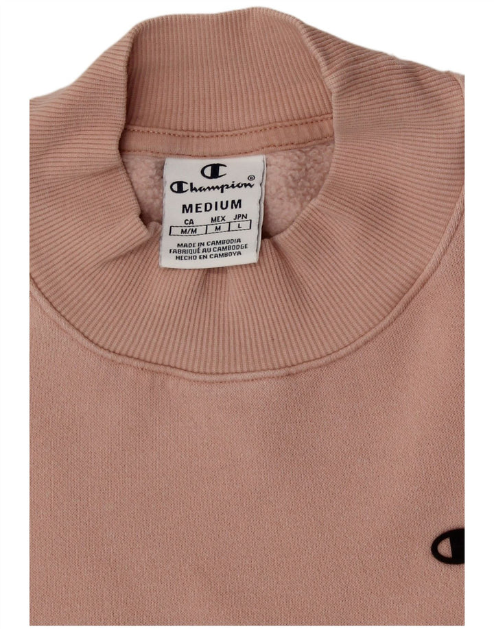 Champion Womens Crop Oversized Φούτερ Jumper UK 14 Medium Pink Cotton