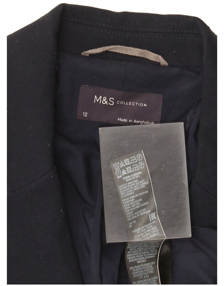 Marks & Spencer Γυναικείο Μπουφάν Blazer 1 Κουμπιού UK 12 Medium Navy Blue