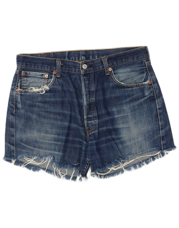 LEVI'S Womens 501 Distressed τζιν σορτς W36 XL μπλε βαμβακερό