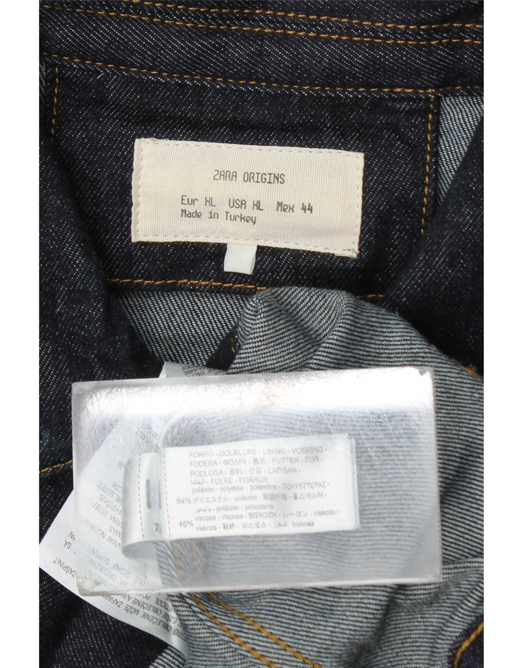 Zara Ανδρικό Τζιν Μπουφάν UK 42 XL Navy Blue Polyester