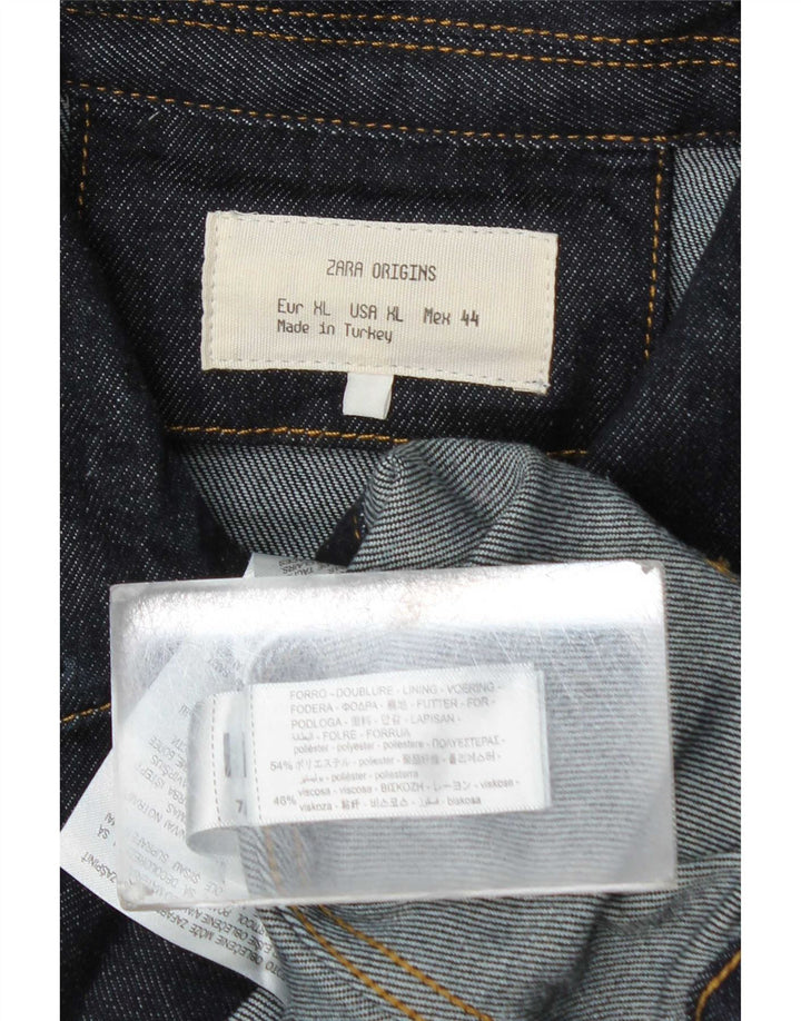 Zara Ανδρικό Τζιν Μπουφάν UK 42 XL Navy Blue Polyester
