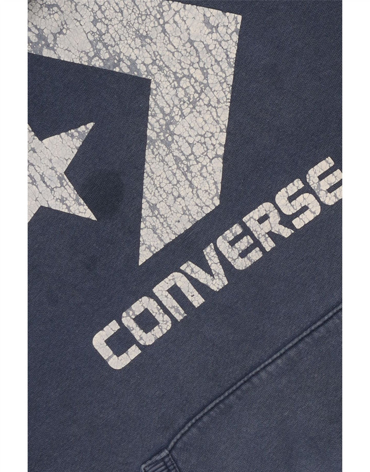 Ανδρικό γραφικό κουκούλα CONVERSE Μικρό μπλε βαμβακερό