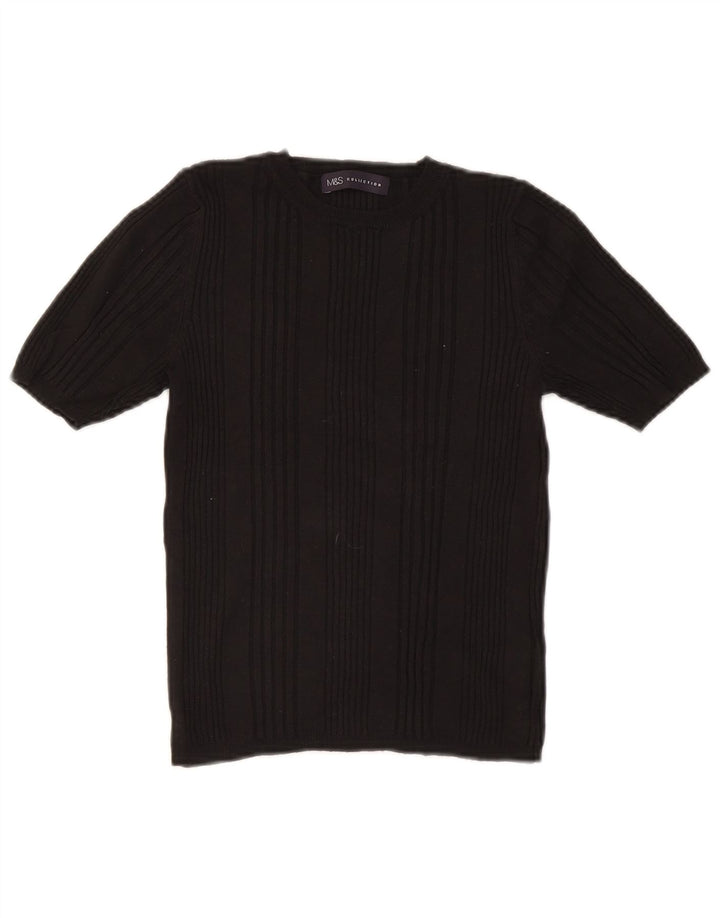 Marks & Spencer Γυναικείο πουλόβερ με λαιμόκοψη Crop Crew UK 10 Small Black