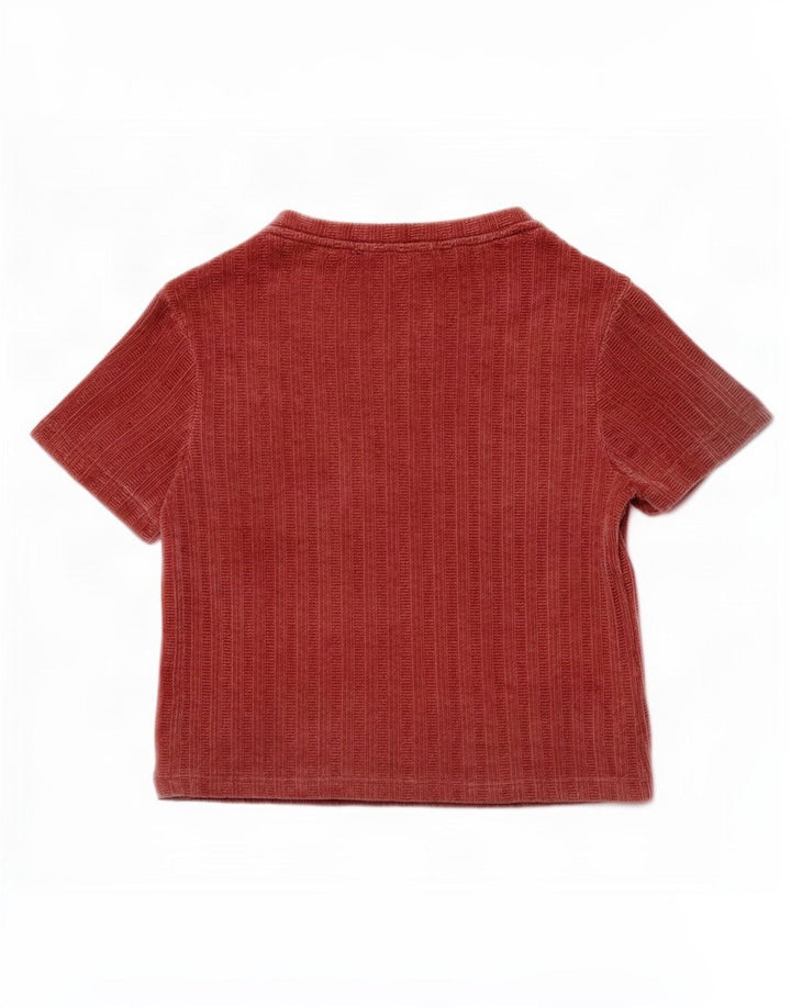 Zara Γυναικεία Βελούδινη Μπλούζα Τοπ UK 10 Small Red Polyester