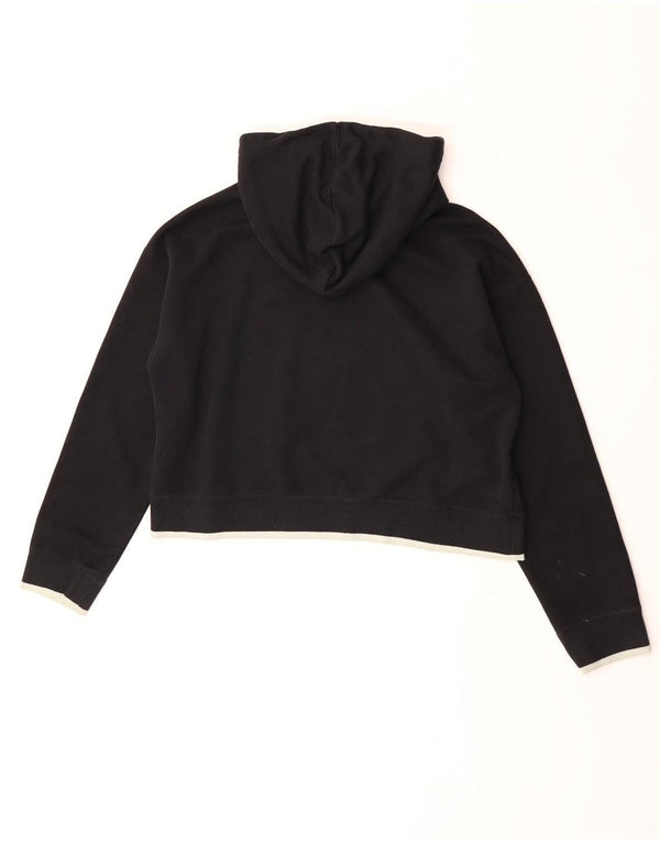 Adidas Womens Crop Oversized Hoodie Jumper UK 10 Small Black Polyester