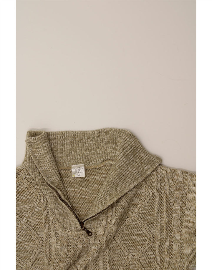 Ανδρικό πουλόβερ με φερμουάρ VINTAGE 2XL Μπεζ Πολυακρυλικό