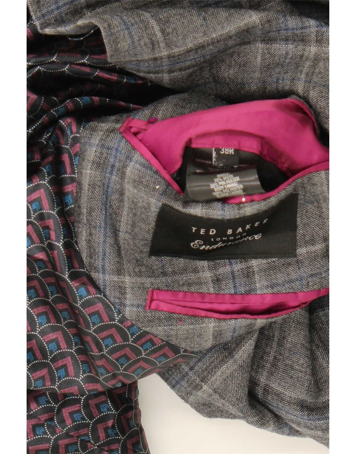 Ted Baker Ανδρικό σακάκι με 2 κουμπιά UK 38 Medium Grey Check Wool
