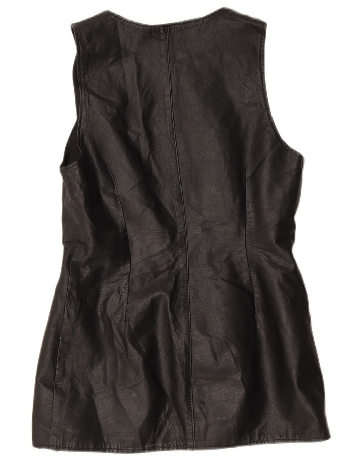 Vintage Γυναικείο Δερμάτινο Gilet UK 10 Small Black