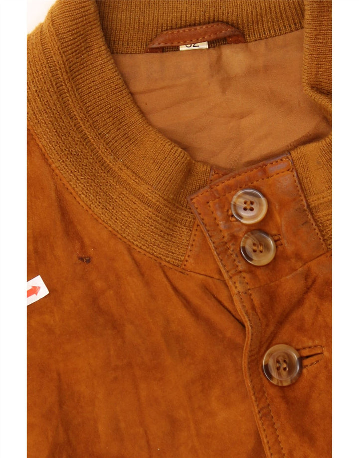 Vintage Ανδρικό Suede Bomber Jacket IT 52 XL Καφέ Δερμάτινο