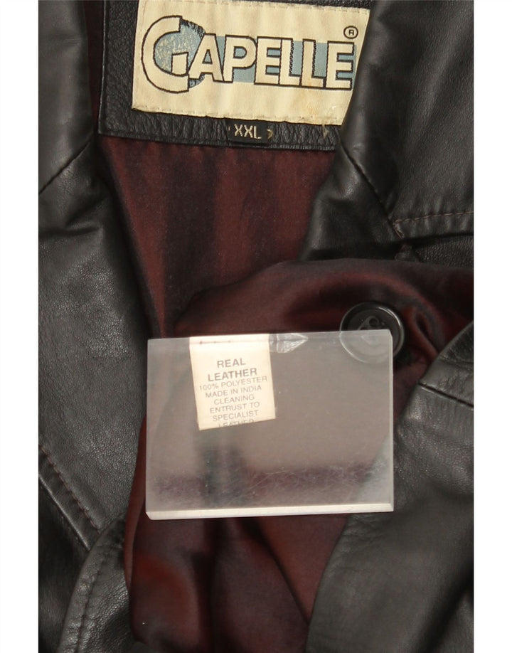 CAPELLE Ανδρικό δερμάτινο σακάκι με 4 κουμπιά UK 44 2XL μαύρο δέρμα