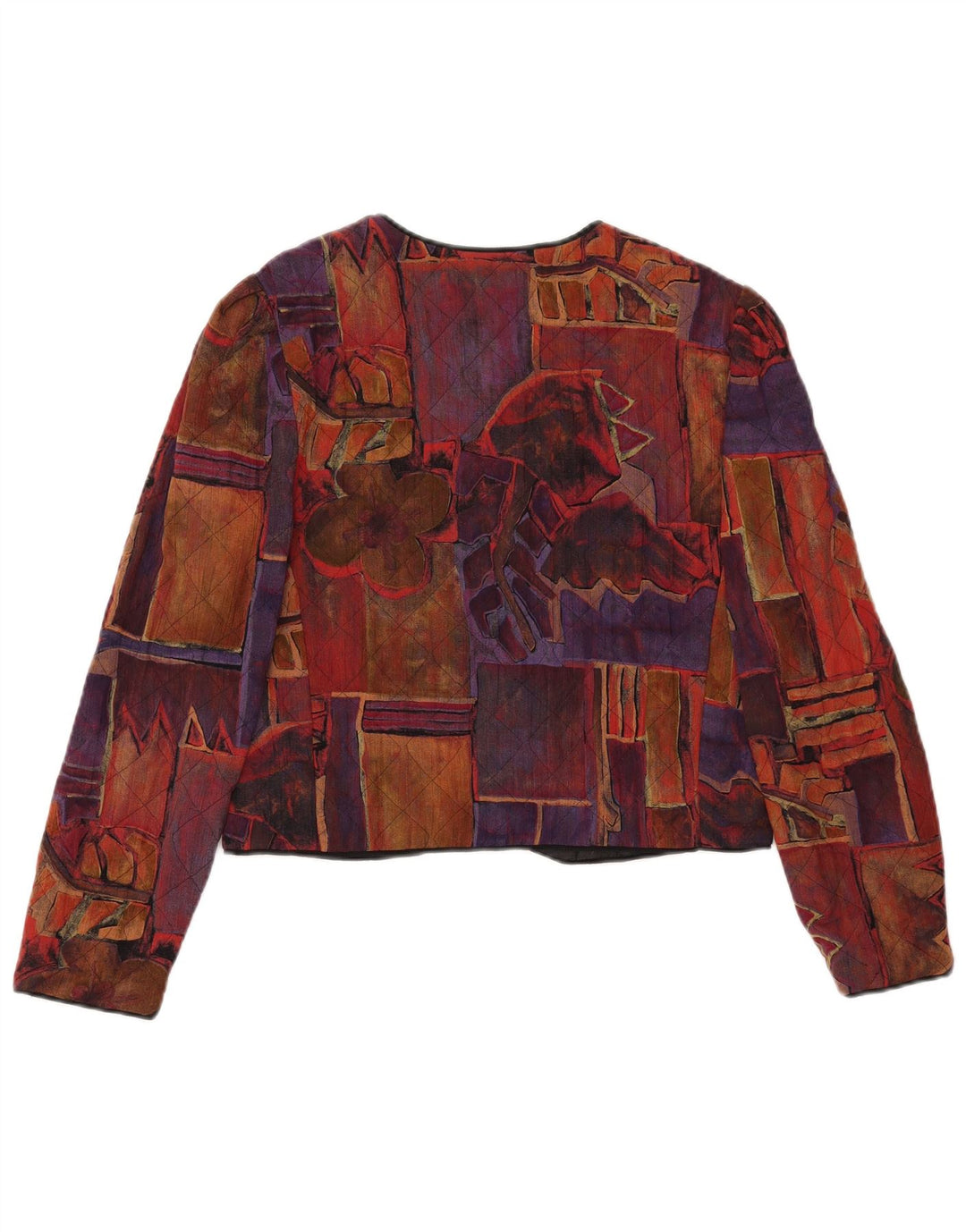VINTAGE Γυναικείο Crop Blazer Jacket US 10 Μεγάλο Πολύχρωμο Γεωμετρικό