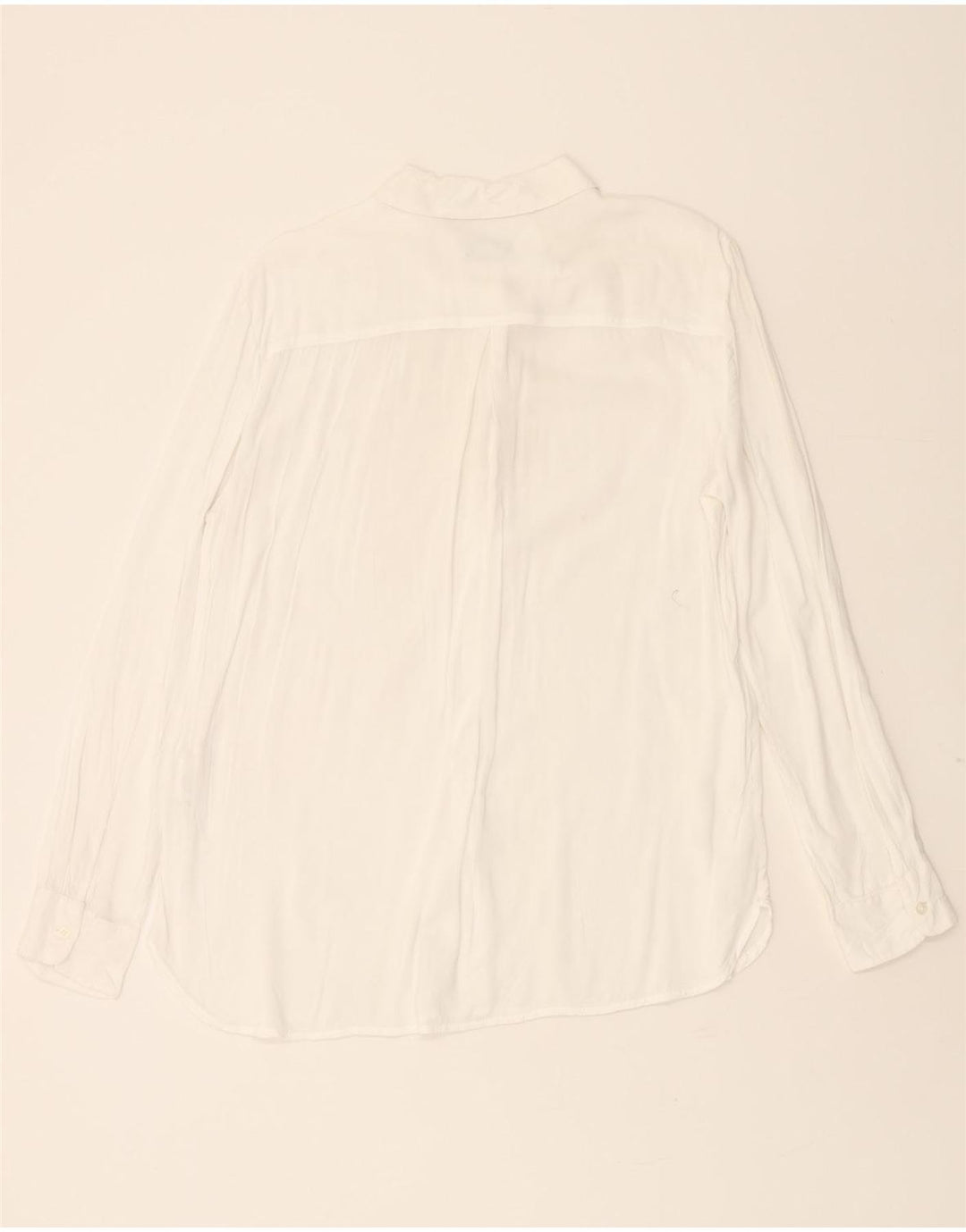 BENETTON Womens Shirt UK 14 Medium White Viscose Vintage Benetton and Second-Hand Benetton from Messina Hembry 