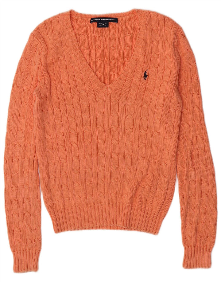 Γυναικείο πουλόβερ Ralph Lauren με V λαιμόκοψη UK 12 Medium Orange