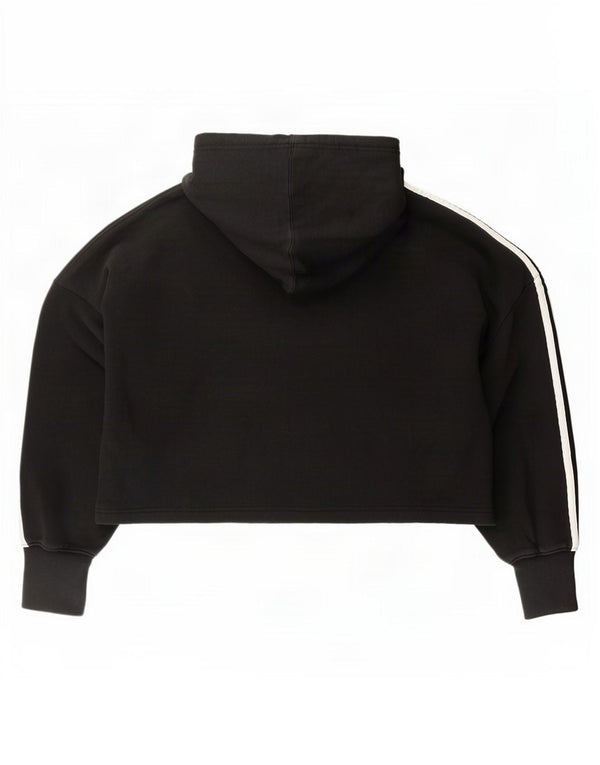 Adidas Womens Crop Oversized Hoodie Jumper UK 8 Small Black Cotton