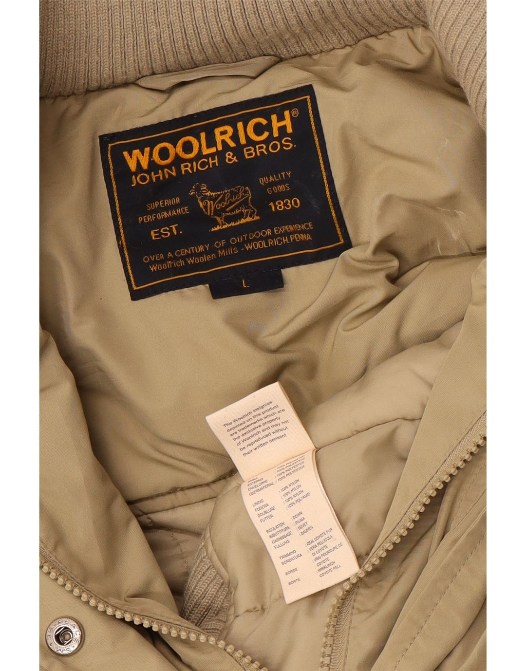 Woolrich γυναικείο μπουφάν με κουκούλα UK 16 μεγάλο μπεζ πολυεστέρας