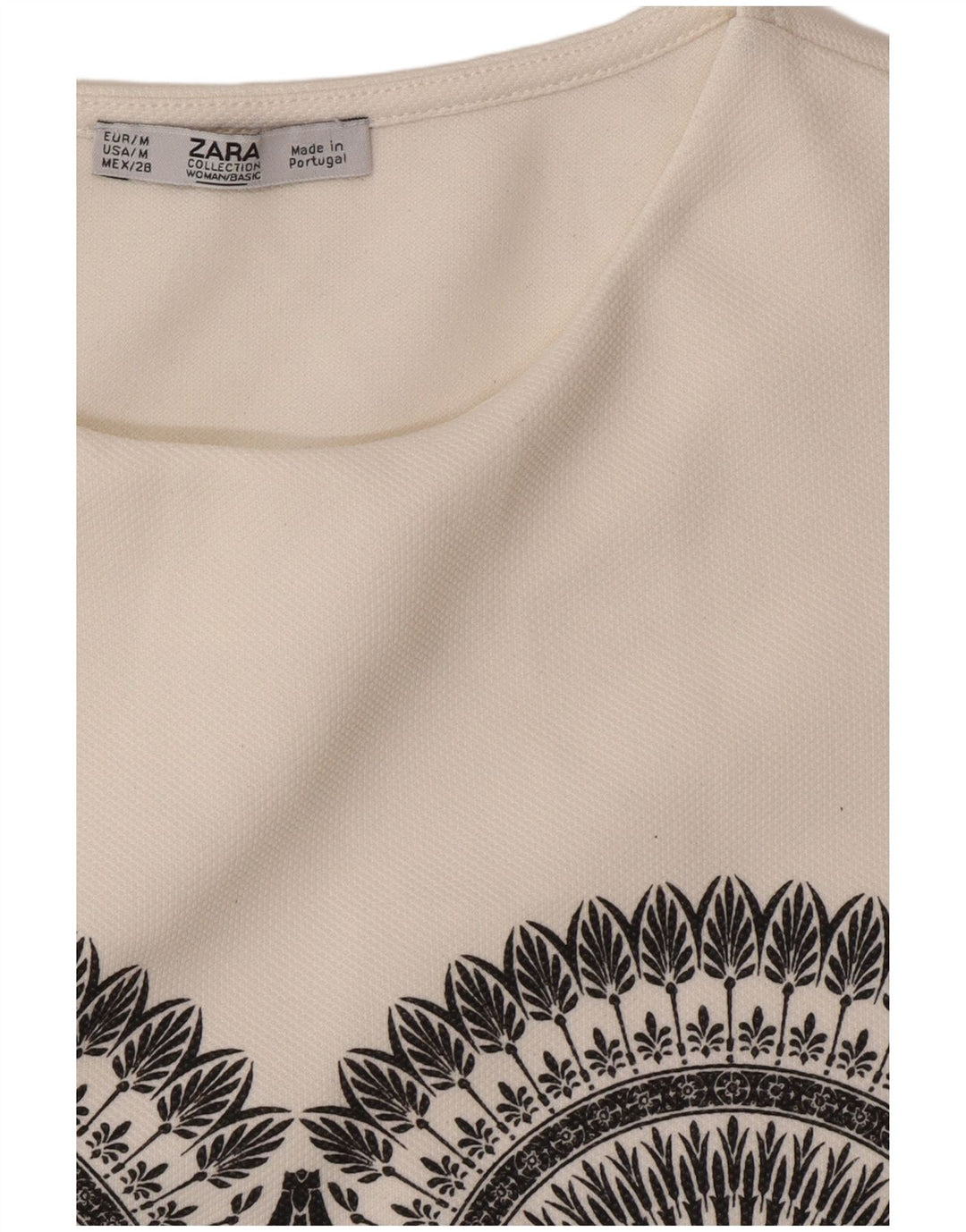 Zara Γυναικείο Αμάνικο Φόρεμα Shift UK 12 Medium White Geometric