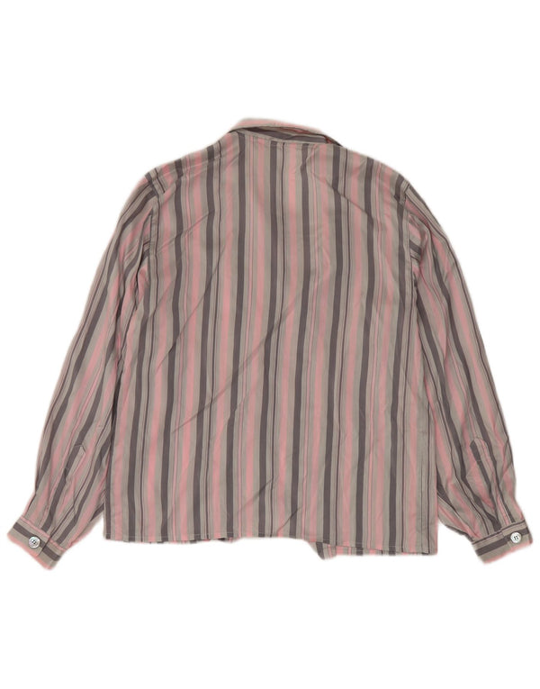 Vintage γυναικεία μπλούζα με διπλό στήθος UK 18 XL γκρι ριγέ