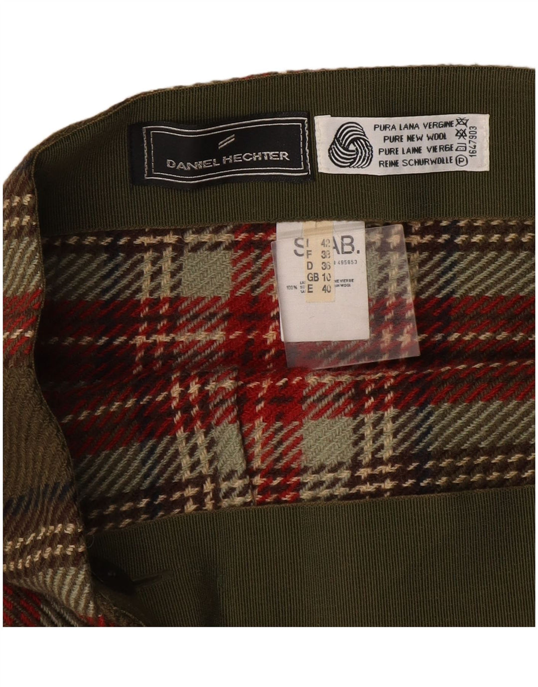 Daniel Hechter Γυναικεία Wrap Φούστα UK 10 Small W27 Khaki καρό μαλλί