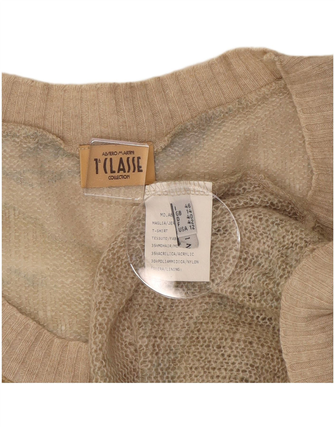 ALVIERO MARTINI Γυναικείο πουλόβερ με λαιμόκαυστο UK 14 Medium Beige