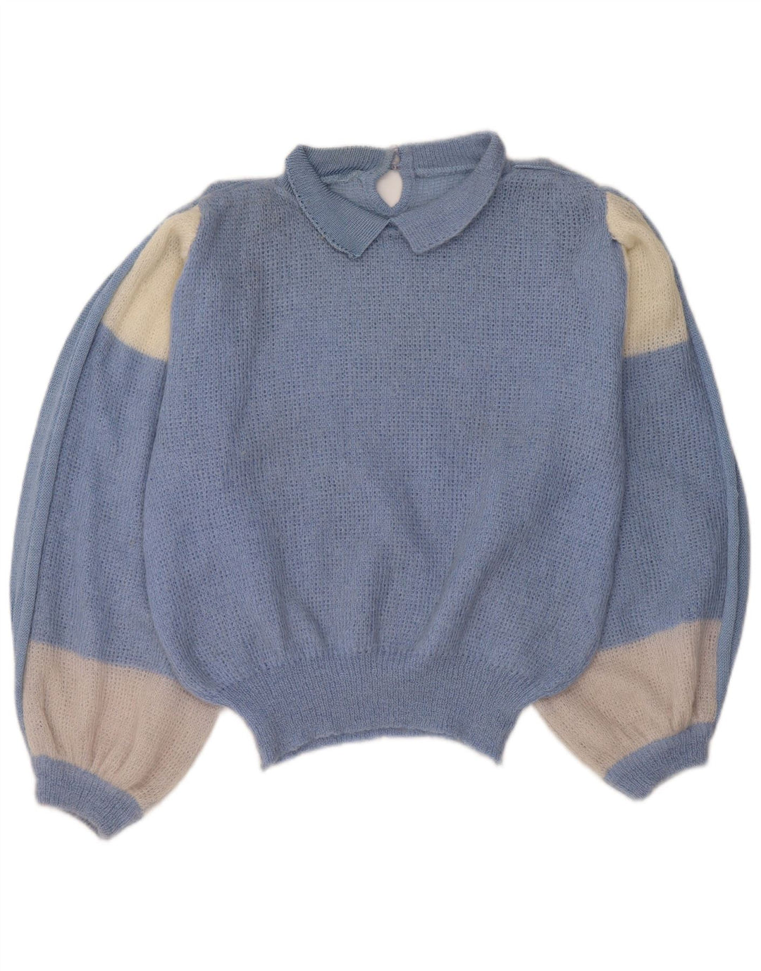Vintage γυναικείο πουλόβερ με λαιμόκοψη IT 44 Medium Blue Colourblock