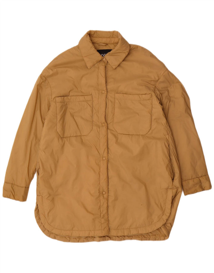 Zara Γυναικείο Υπερμεγέθη Παλτό UK 10 Small Beige Polyester