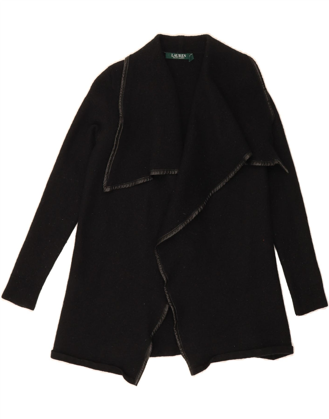 RALPH LAUREN Womens Open Cardigan Sweater UK 12 Medium Black Wool Vintage Ralph Lauren and Second-Hand Ralph Lauren from Messina Hembry 