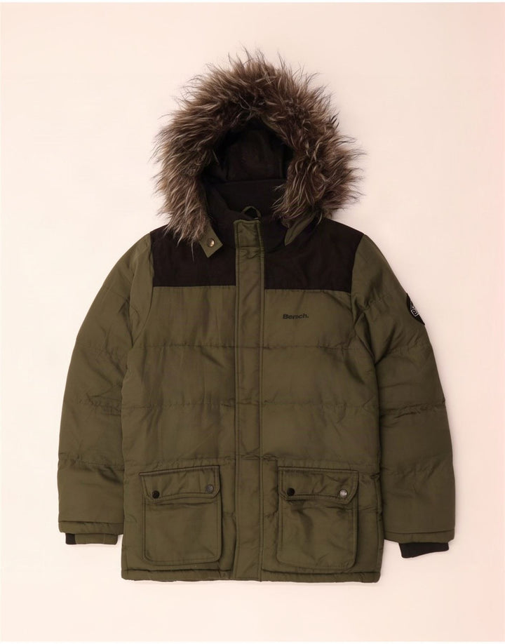 Bench Boys Hooded Jacket padded 13-14 Years Khaki Polyester