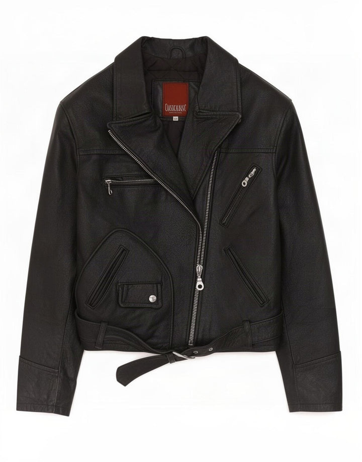 Vintage Γυναικείο Δερμάτινο Μπουφάν Biker IT 44 Μεσαίο Μαύρο
