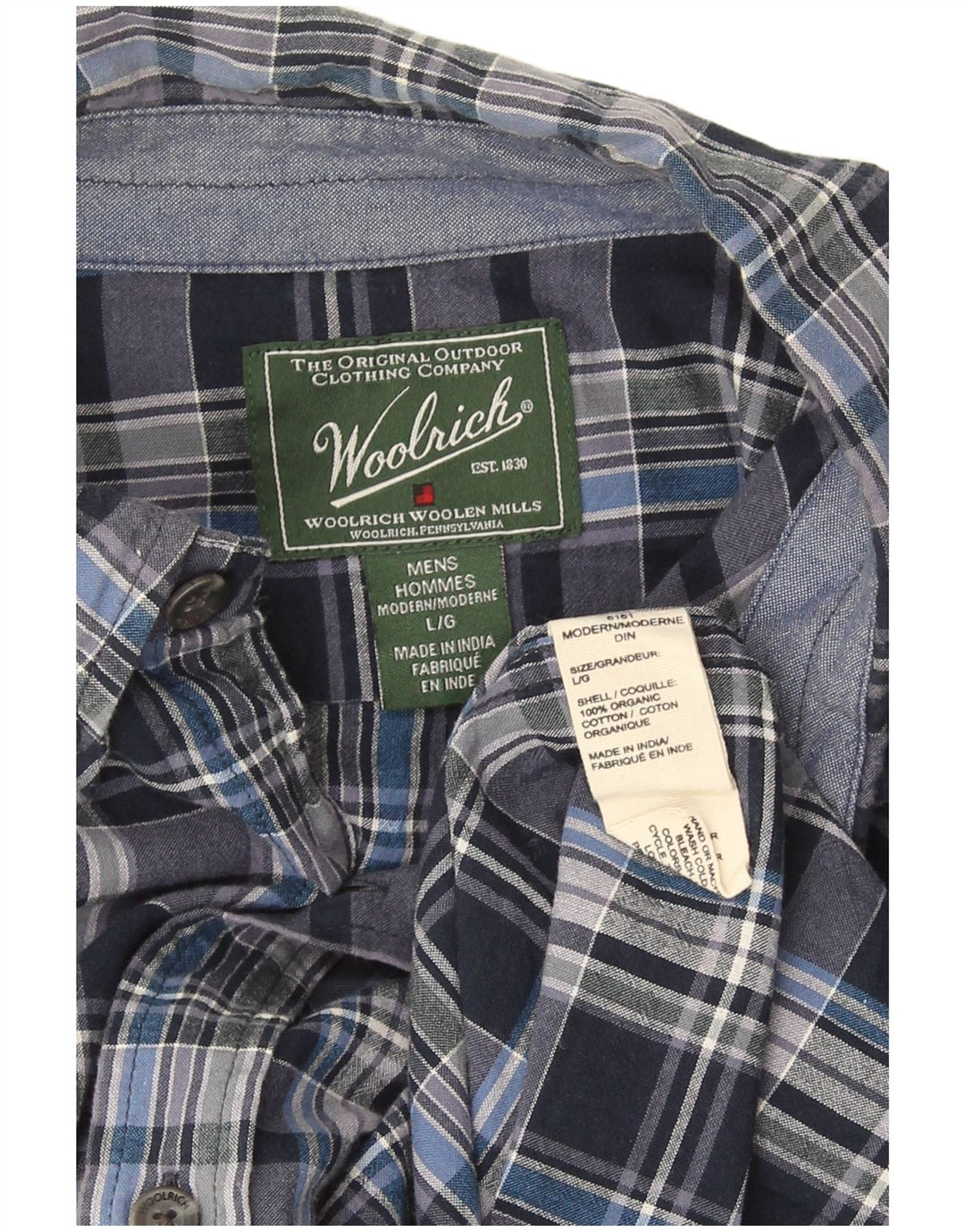 Woolrich Ανδρικό κοντομάνικο πουκάμισο με κανονική εφαρμογή, μεγάλο μπλε καρό βαμβακερό