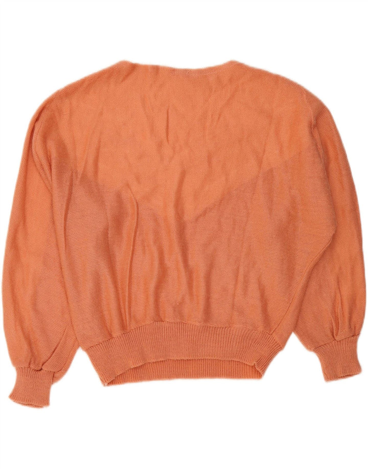VINTAGE Γυναικείο πουλόβερ με λαιμόκαυστο UK 14 Medium Orange Colourblock