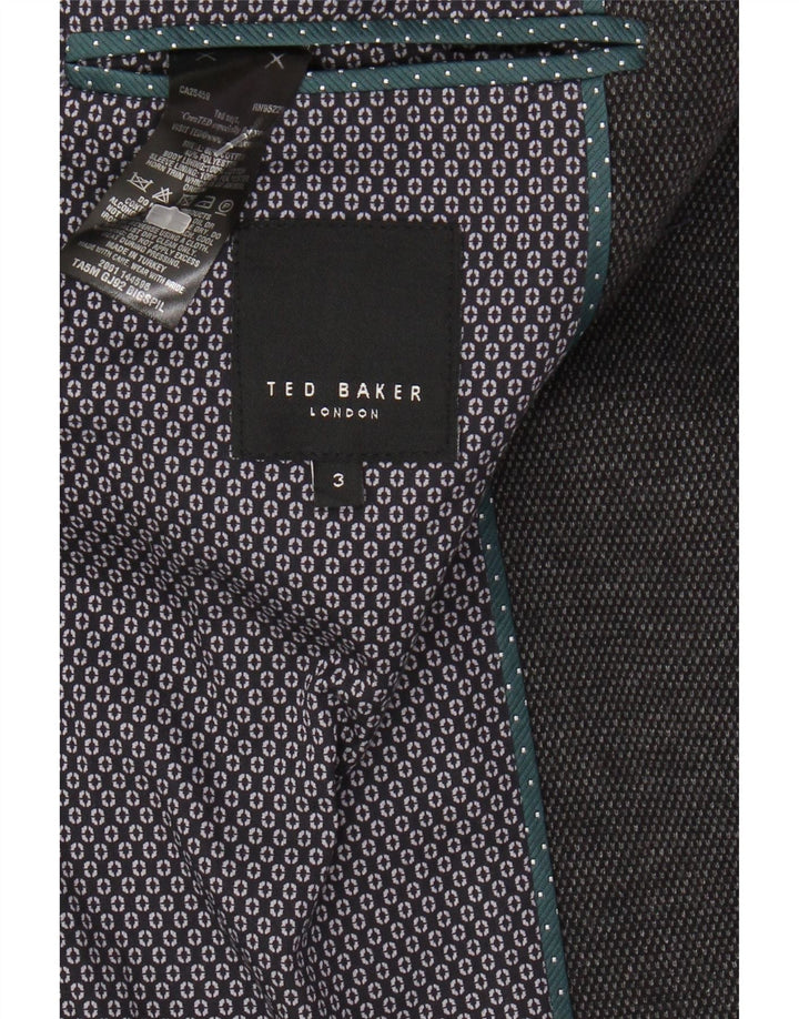 TED BAKER Ανδρικό σακάκι σακάκι 2 κουμπιών Μέγεθος 3 Μεσαίο γκρι βαμβακερό