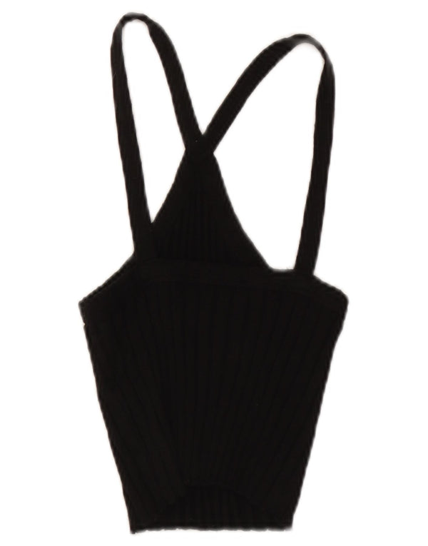 Zara Womens Crop Halter Top UK 8 Small Black Cotton