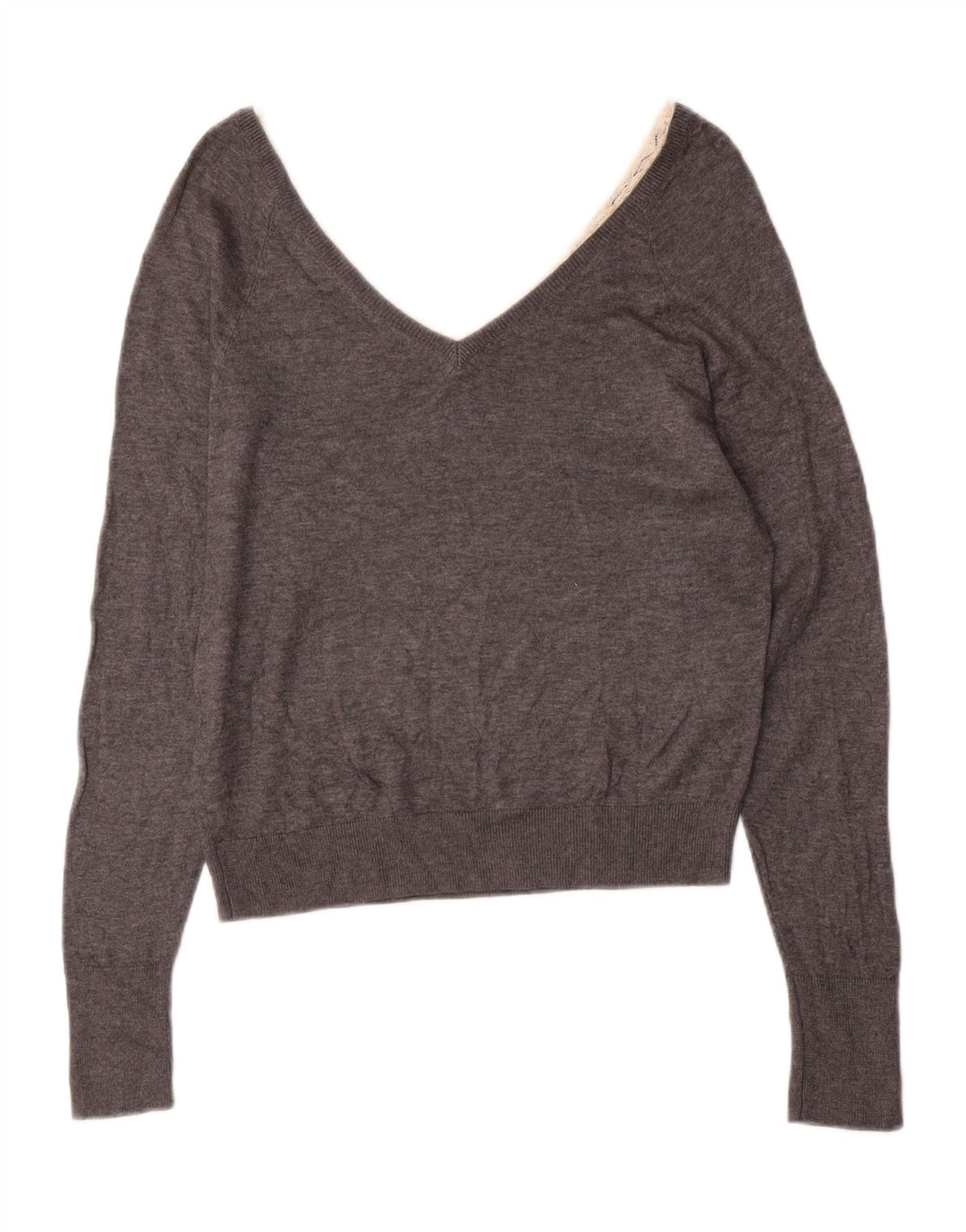 Zara Γυναικείο πουλόβερ με V λαιμόκοψη UK 10 Small Grey