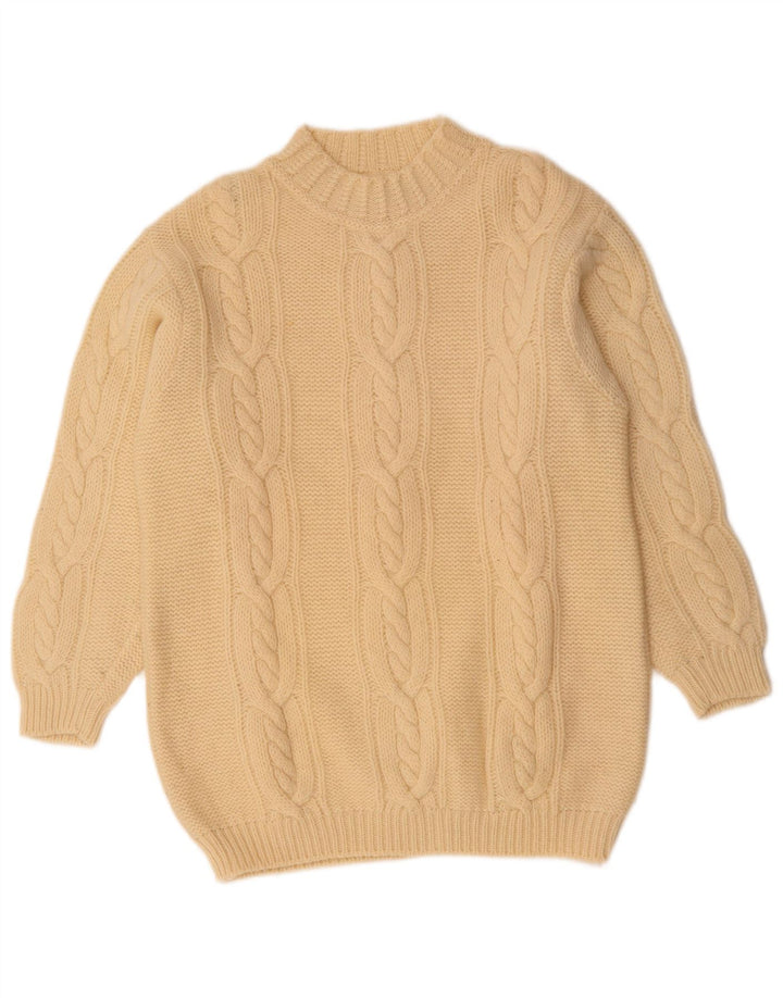 Γυναικείο πουλόβερ με λαιμό χελώνα Benetton UK 14 Large Off White Wool