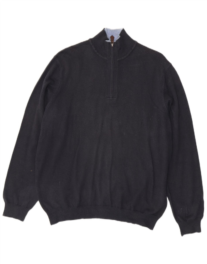 Ανδρικό πουλόβερ με φερμουάρ Massimo Dutti EU 38 Μεσαίο μπλε βαμβακερό