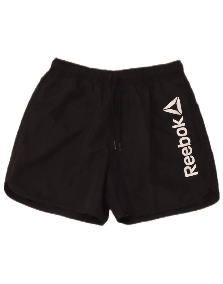 Ανδρικό γραφικό αθλητικό σορτς Reebok Μικρό μαύρο πολυεστέρα