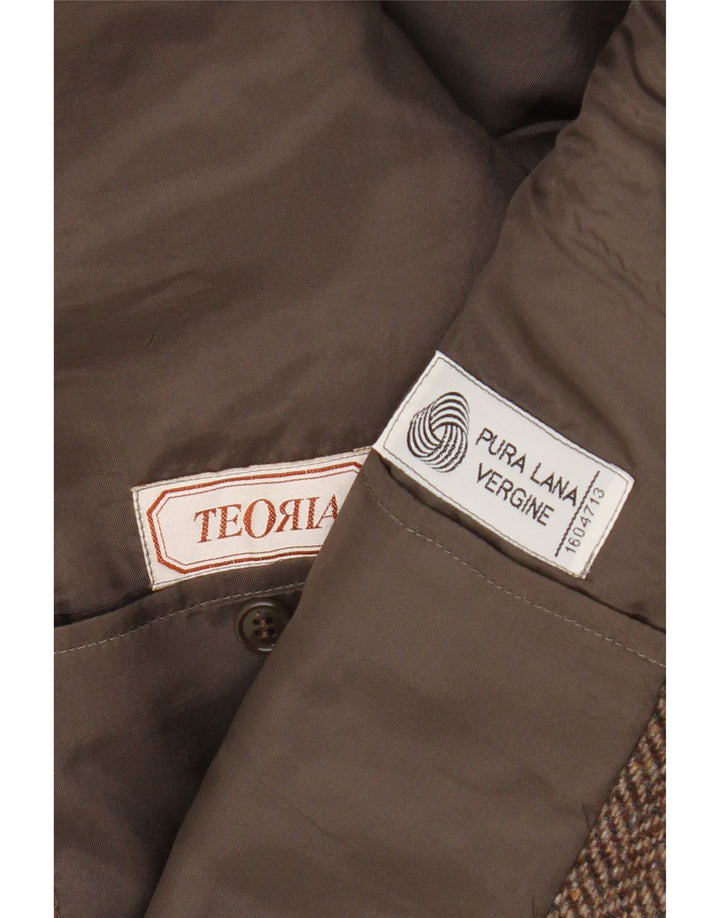 Vintage Ανδρικό σακάκι με 2 κουμπιά σακάκι UK 38 Μεσαίο καφέ Ψαροκόκκαλο