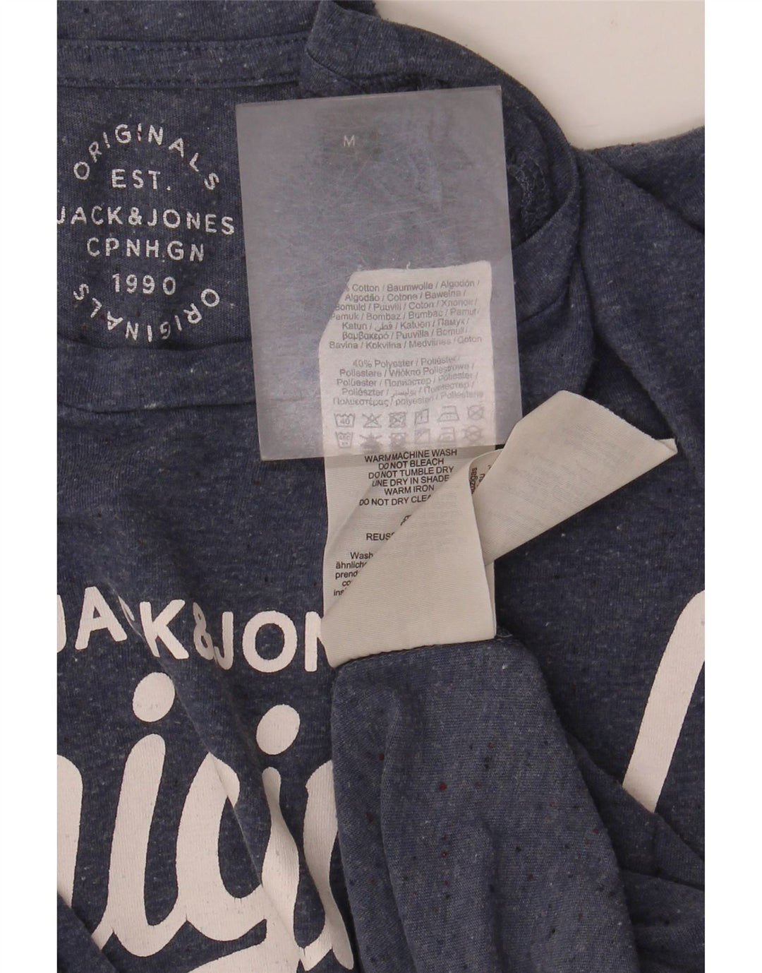 Ανδρικό γραφικό μπλουζάκι Jack & Jones Τοπ μεσαίου μπλε βαμβακερό