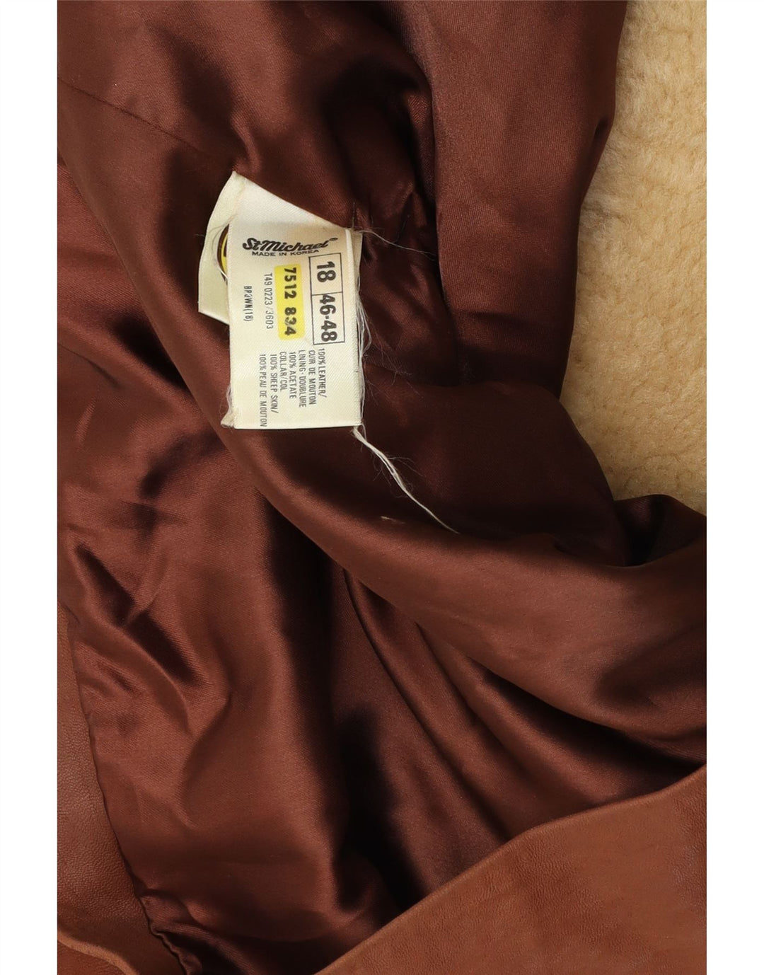 ST MICHAEL Γυναικείο Crop Διπλό Μπουφάν UK 18 XL Καφέ Δερμάτινο