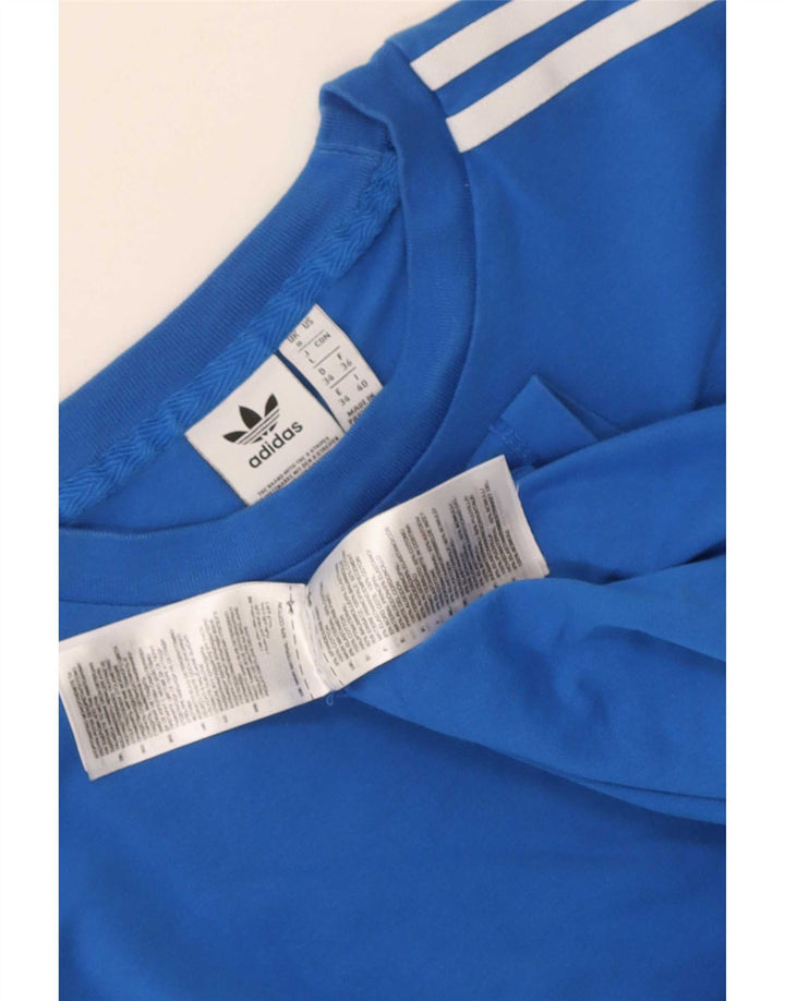 Adidas Γυναικείο τοπ μακρυμάνικο UK 8 Small μπλε βαμβακερό