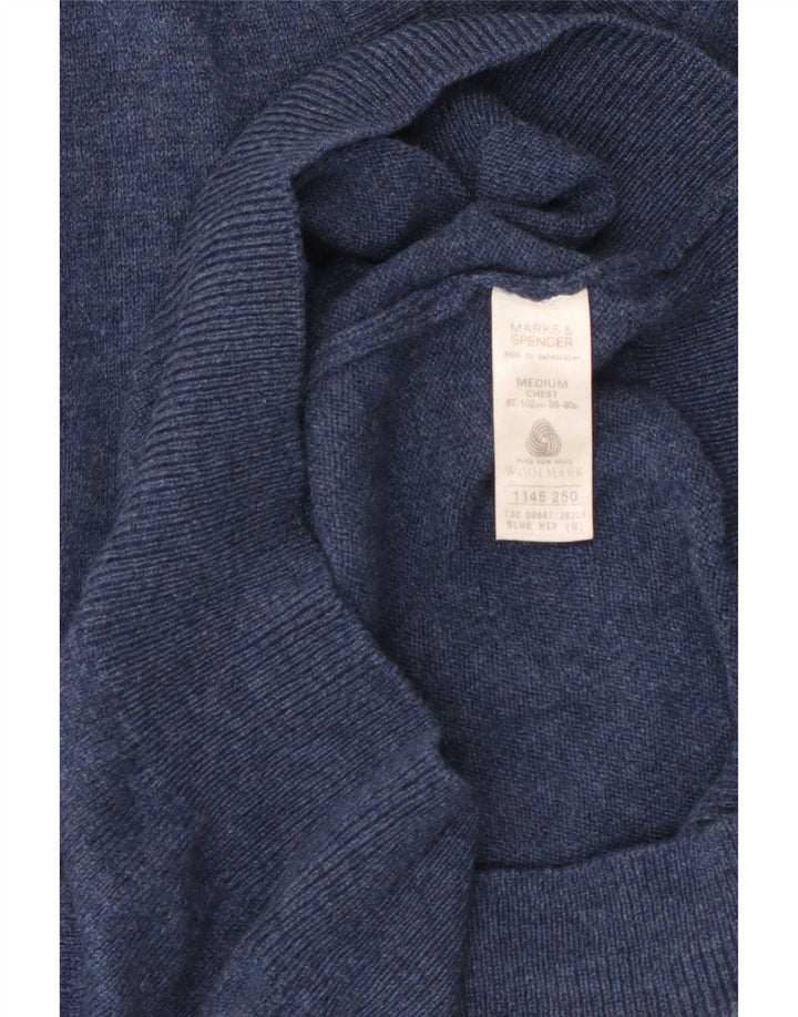 Marks & Spencer Ανδρικό γιλέκο Tank Top Μαλλί αρνιού μεσαίου μπλε με φλύκταινες