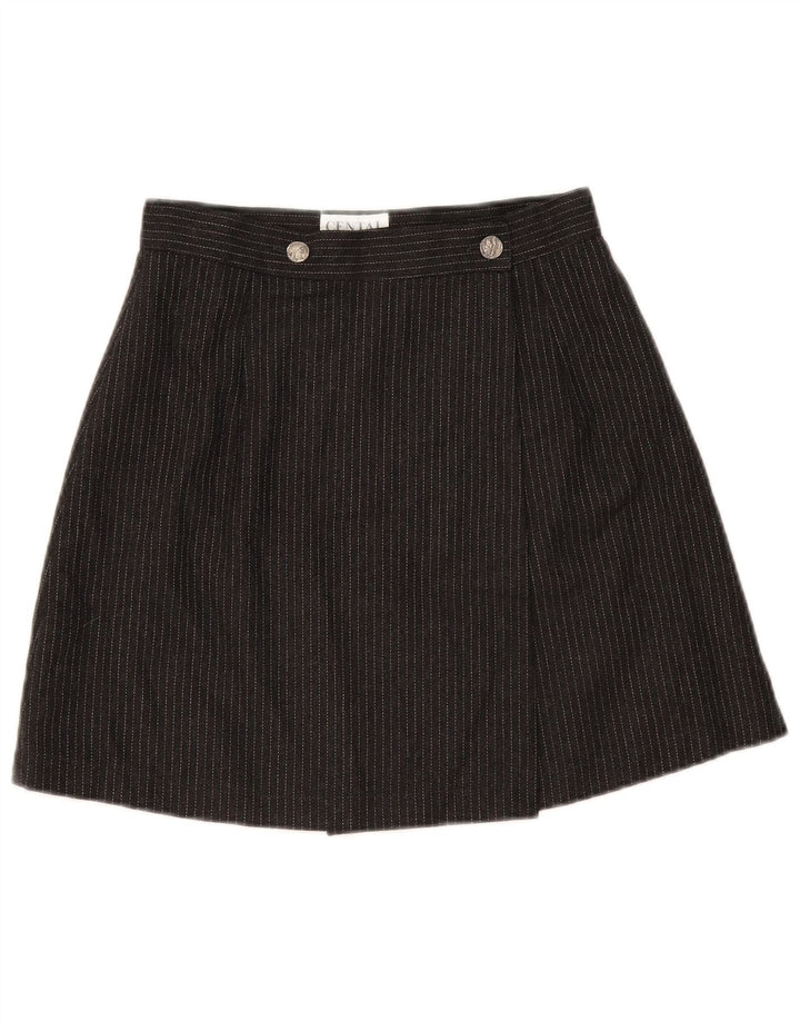 Vintage Γυναικεία Wrap Φούστα IT 42 Medium W26 Μαύρη ριγέ