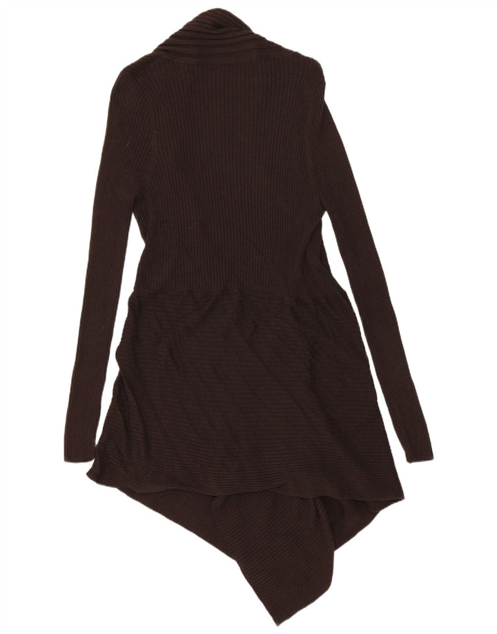 MARKS & SPENCER Γυναικείο Longline ανοιχτό πουλόβερ ζακέτα UK 12 Μεσαίο καφέ